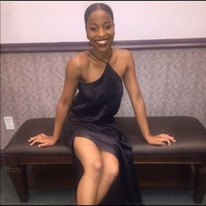 Theory Satin Black Tie Dress